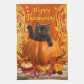 Linge De Cuisine Citrouille Kitty de thanksgiving (Vertical)