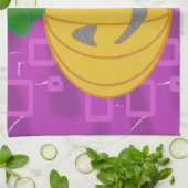 Linge De Cuisine Citrouille moderne mignon sur violet géométrique (Plié)