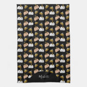 Linge De Cuisine Citrouille Monogramme En Noir, Blush, Blanc, Or (Vertical)