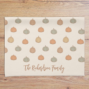 Linge De Cuisine Citrouille Neutre Boho Beige Halloween Automne Nom