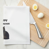 Linge De Cuisine Citrouille orange et chat noir Halloween heureux (Quart Plié)