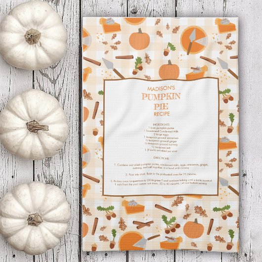 Linge De Cuisine Citrouille Pie Recette Heirloom Automne Motif Auto