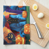 Linge De Cuisine Citrouille russe Blue Cats Halloween drôle (Quart Plié)