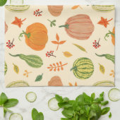 Linge De Cuisine Citrouille vert et orange, motif sans soudure. (Plié)