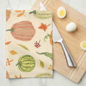 Linge De Cuisine Citrouille vert et orange, motif sans soudure. (Quart Plié)