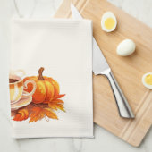 Linge De Cuisine Citrouilles d'aquarelle et café (Quart Plié)