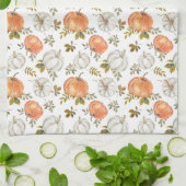Linge De Cuisine Citrouilles d'aquarelle et Motif d'automne de feui (Plié)