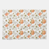 Linge De Cuisine Citrouilles d'aquarelle et Motif d'automne de feui (Horizontal)