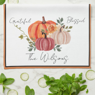 Linge De Cuisine Citrouilles d'aquarelle personnalisée