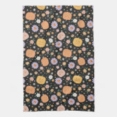 Linge De Cuisine Citrouilles d'Halloween rétro et Motif de fleurs (Vertical)