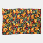 Linge De Cuisine Citrouilles en Feuille avec baies (Horizontal)