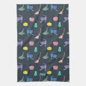 Linge De Cuisine Citrouilles et chats d'Halloween, personnalisable (Vertical)