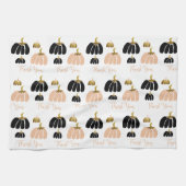 Linge De Cuisine Citrouilles stylisés en noir, blanc et or (Horizontal)