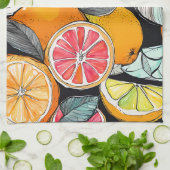 Linge De Cuisine Citrus coloré (Plié)