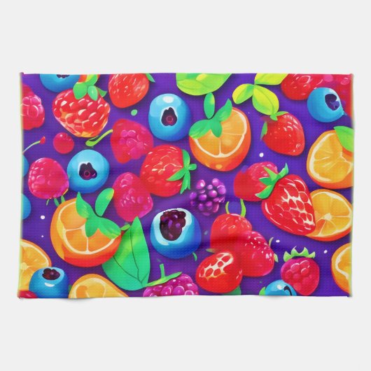 Linge De Cuisine Citrus et baies éclatées (Horizontal)