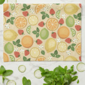 Linge De Cuisine Citrus et fraises (Plié)