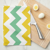 Linge De Cuisine Citrus et Lime Chevron Zigzags Jaune Vert (Quart Plié)