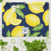 Linge De Cuisine Citrus Lemon Botanogramme Marine Bleu (Plié)