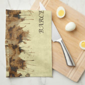 Linge De Cuisine Cityscape Espagne de Barcelone (Quart Plié)