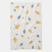 Linge De Cuisine Clair Pastel Bleu et Brown Feuilles d'automne Moti (Vertical)