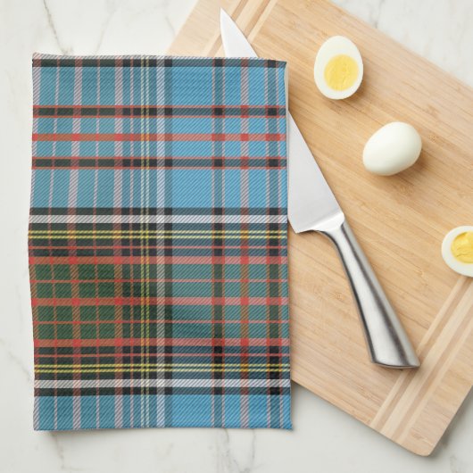 Linge De Cuisine Clan Anderson Plaid Tartan Turquoise Brown Check (Quart Plié)