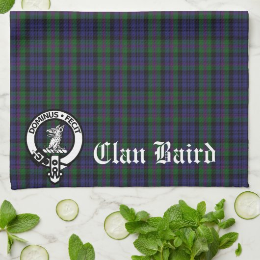 Linge De Cuisine Clan Baird Crest Tartan personnalisable (Plié)