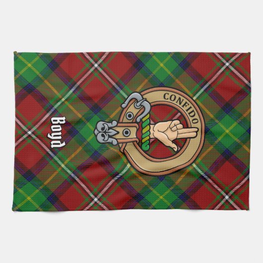 Linge De Cuisine Clan Boyd Crest sur Tartan (Horizontal)
