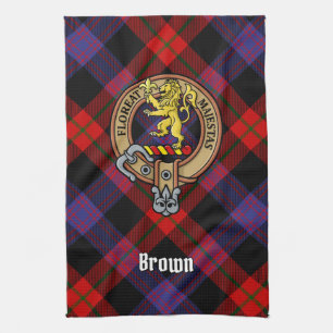 Linge De Cuisine Clan Brown Crest sur Tartan