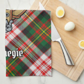 Linge De Cuisine Clan Carnegie Crest sur la robe Tartan (Quart Plié)