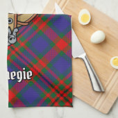 Linge De Cuisine Clan Carnegie Crest sur Tartan (Quart Plié)