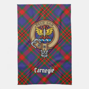 Linge De Cuisine Clan Carnegie Crest sur Tartan