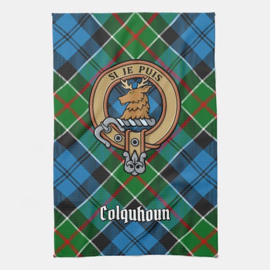 Linge De Cuisine Clan Colquhoun Crest sur Tartan (Vertical)
