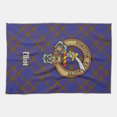 Linge De Cuisine Clan Elliot Crest sur Tartan moderne (Horizontal)