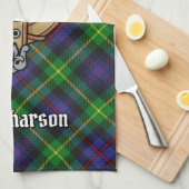 Linge De Cuisine Clan Farquharson Crest sur Tartan Kitchen Towen (Quart Plié)