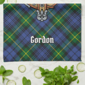 Linge De Cuisine Clan Gordon Crest sur Tartan Kitchen Towen (Plié)