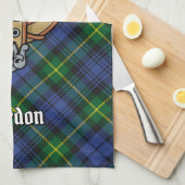 Linge De Cuisine Clan Gordon Crest sur Tartan Kitchen Towen (Quart Plié)