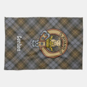 Linge De Cuisine Clan Gordon Crest sur Tartan Patiné (Horizontal)