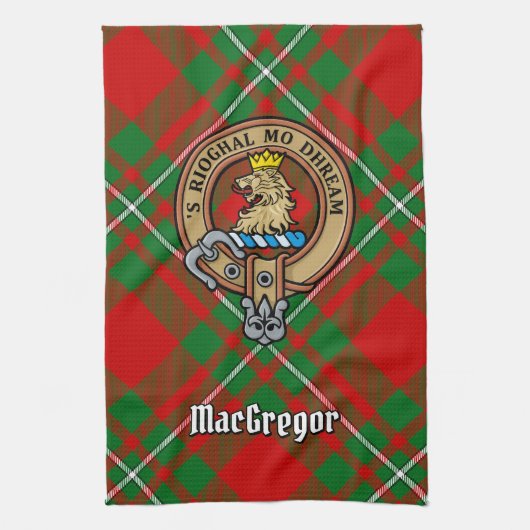 Linge De Cuisine Clan Gregor Crest sur Tartan Kitchen Towen (Vertical)