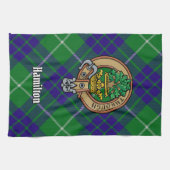 Linge De Cuisine Clan Hamilton Crest sur la chasse Tartan (Horizontal)