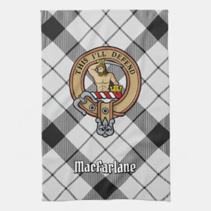 Linge De Cuisine Clan MacFarlane Crest sur tarte noir et blanc