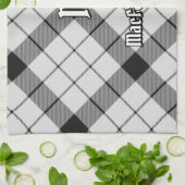 Linge De Cuisine Clan MacFarlane Tartan noir et blanc (Plié)