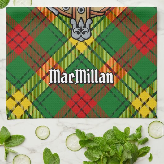 Linge De Cuisine Clan MacMillan Crest sur Tartan (Plié)