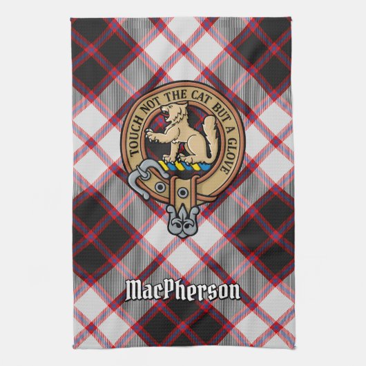 Linge De Cuisine Clan MacPherson Crest sur la chasse Tartan (Vertical)