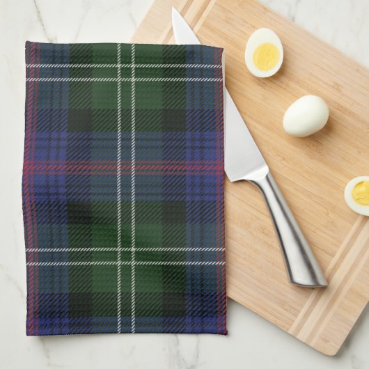 Linge De Cuisine Clan Plaid Sutherland violet noir Tartan (Quart Plié)