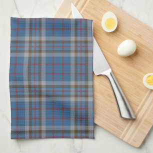 Linge De Cuisine Clan Plaid Thompson gris bleu Check Tartan