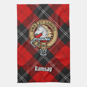 Linge De Cuisine Clan Ramsay Crest sur Red Tartan