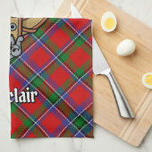 Linge De Cuisine Clan Sinclair Crest sur Tartan (Quart Plié)
