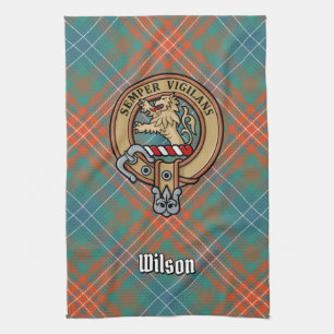 Linge De Cuisine Clan Wilson Crest au-dessus de Tartan antique