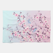 Linge De Cuisine Classé Fleurs de cerise Paysage bleu rose (Horizontal)