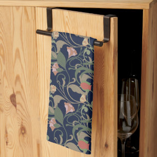 Linge De Cuisine Classic Bleu Art Nouveau Motif Floral